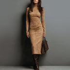 Dorothy - Women's Fitted Turtleneck Midi Dress