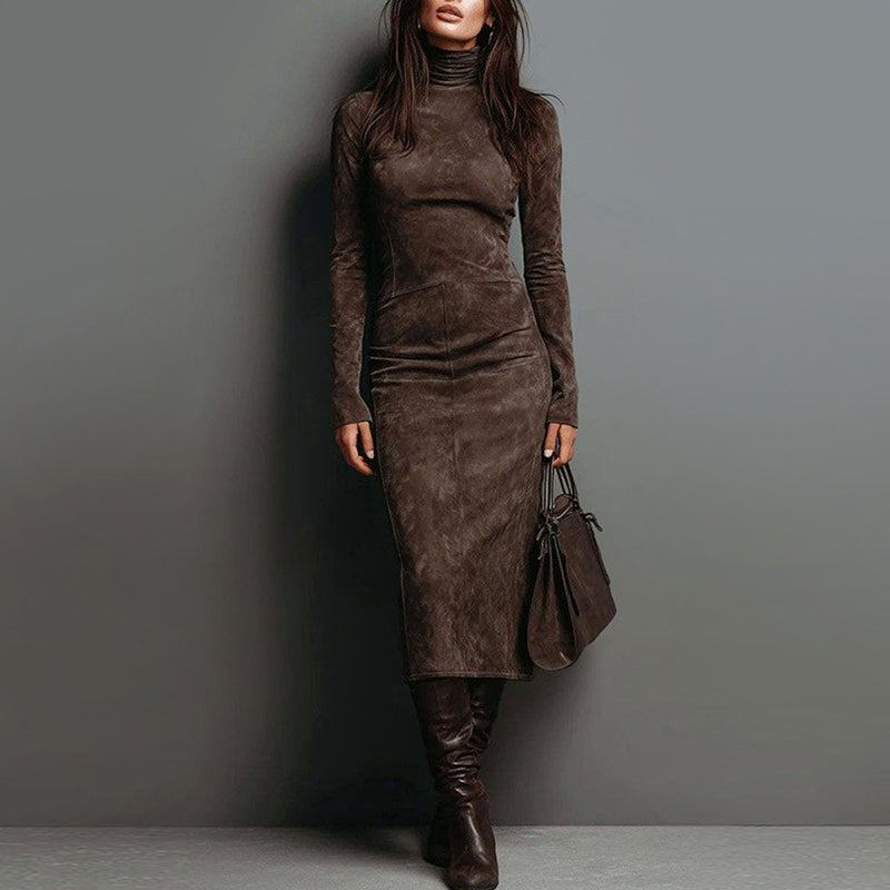 Dorothy - Women's Fitted Turtleneck Midi Dress