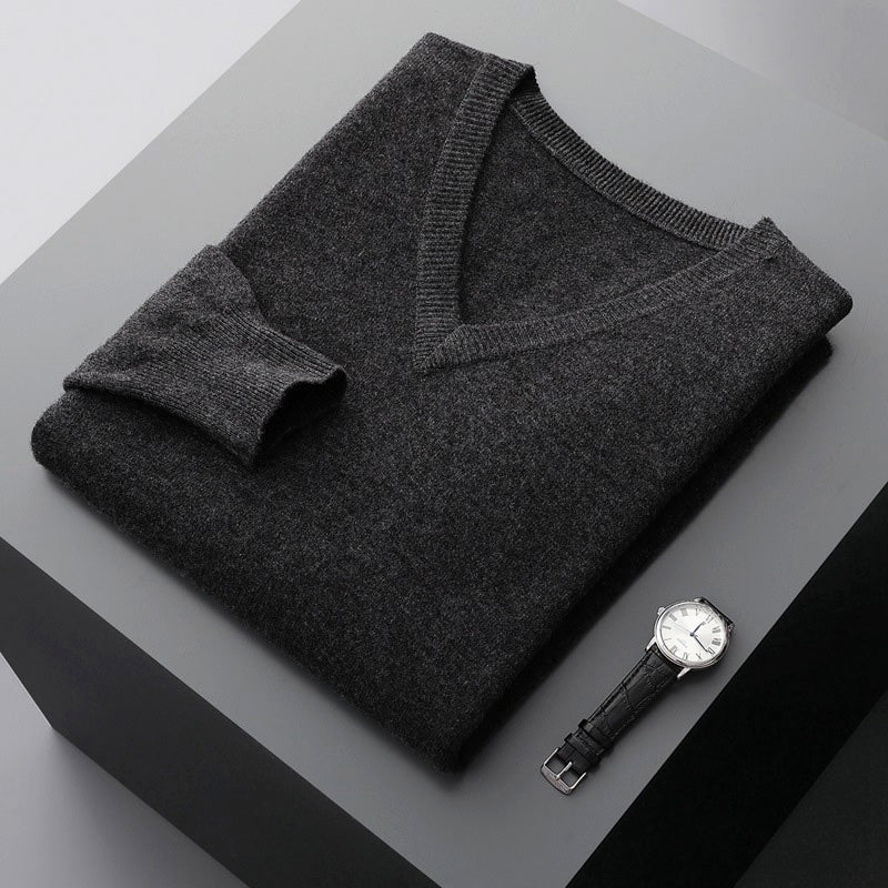 Dylan - Men's Cashmere V-Neck Fine-Knit Sweater