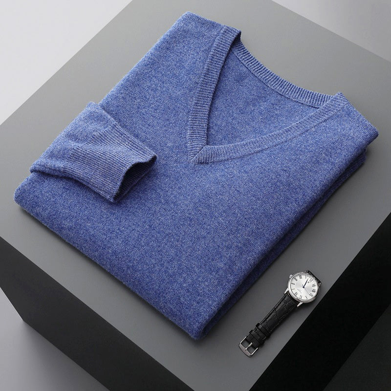 Dylan - Men's Cashmere V-Neck Fine-Knit Sweater