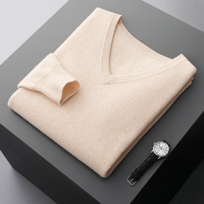 Dylan - Men's Cashmere V-Neck Fine-Knit Sweater