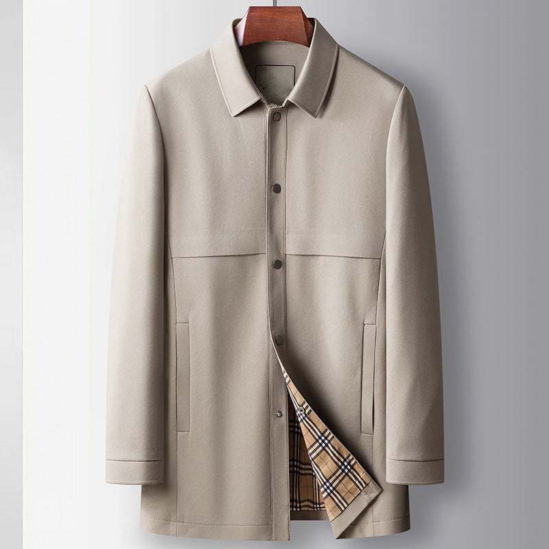 Elias - Men's Mid-Length Plaid-Accented Business Jacket