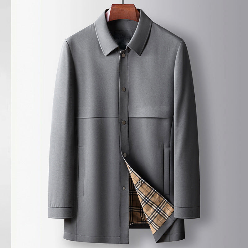 Elias - Men's Mid-Length Plaid-Accented Business Jacket