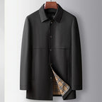 Elias - Men's Mid-Length Plaid-Accented Business Jacket