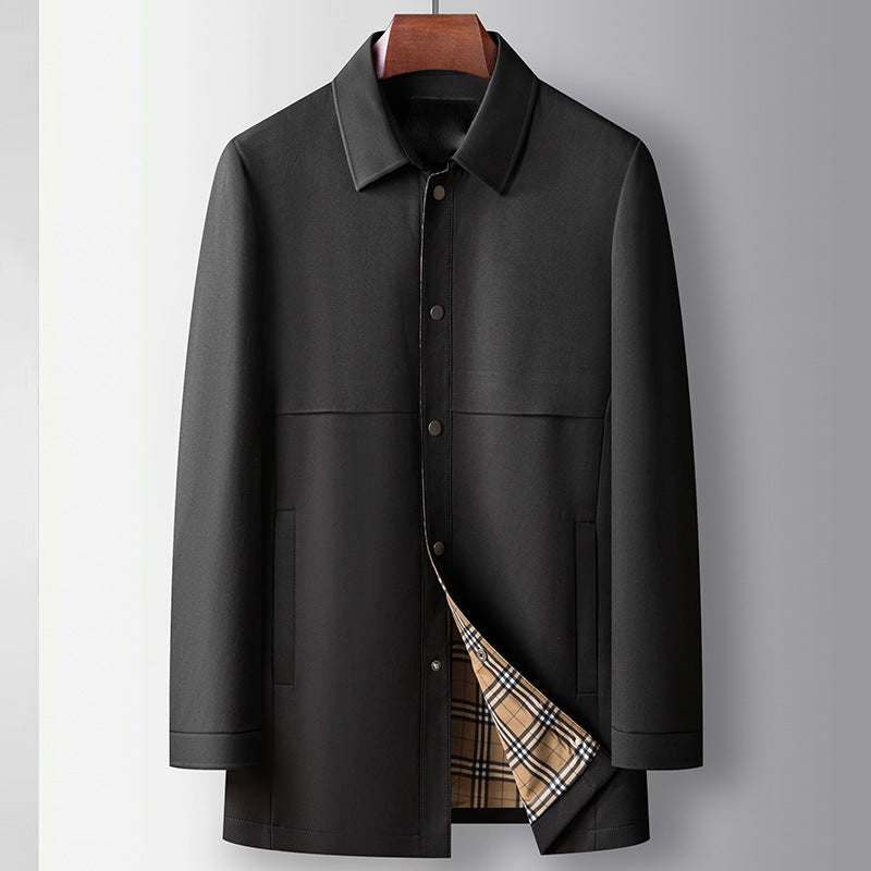 Elias - Men's Mid-Length Plaid-Accented Business Jacket
