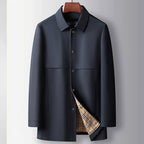 Elias - Men's Mid-Length Plaid-Accented Business Jacket