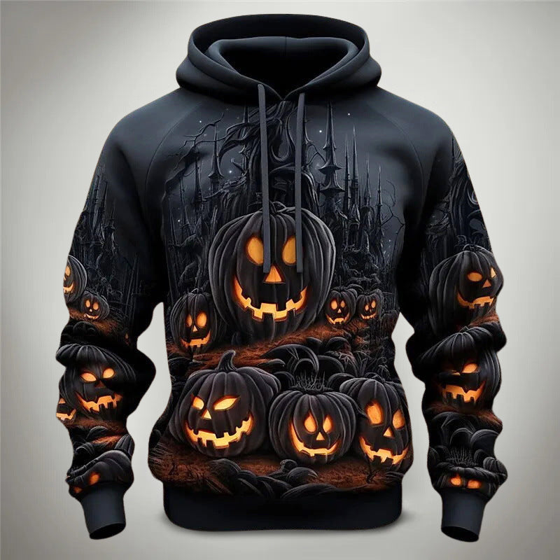 Elias - Men's Spooky Pumpkin Patch Graphic Hoodie