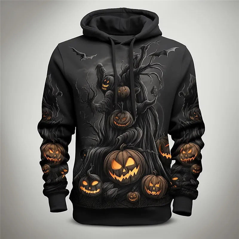 Elias - Men's Spooky Pumpkin Patch Graphic Hoodie