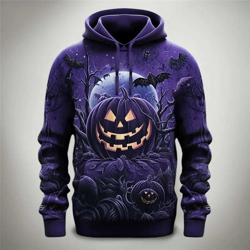 Elias - Men's Spooky Pumpkin Patch Graphic Hoodie