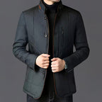Elias - Men's Down Quilted Jacket with Faux-Fur Lined Collar