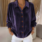 Elowyn - Women's Velvet Button-Front Collared Shirt