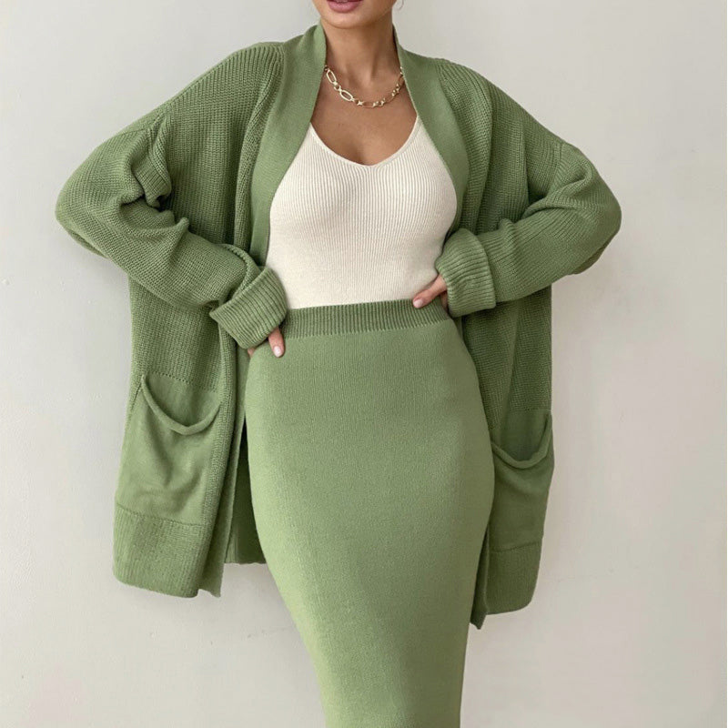 Erza - Women's Knit Cardigan & Midi Skirt Set