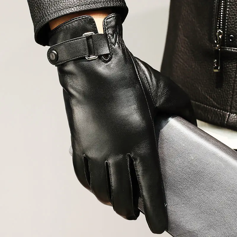 Ethan - Men's Buckled Leather Winter Gloves