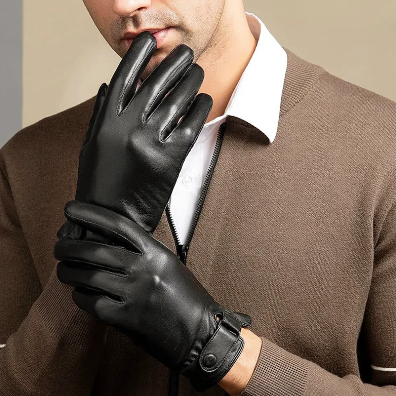 Ethan - Men's Buckled Leather Winter Gloves