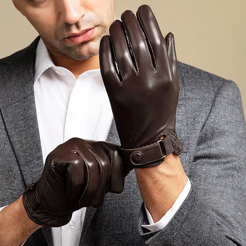 Ethan - Men's Buckled Leather Winter Gloves