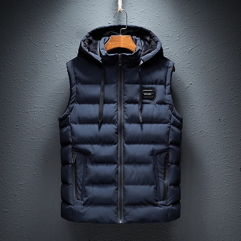 Ezra - Men's Puffer Vest with Drawstring Hood
