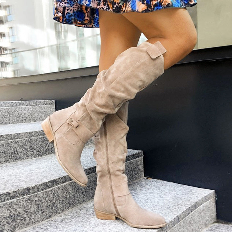 Fiona - Women's Slouch Knee-High Low Heel Boots