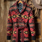 Garrett - Men's Belted Southwestern Shawl Cardigan