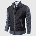 Gavin - Men's Geometric Quilted Fleece-Knit Jacket