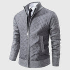 Gavin - Men's Geometric Quilted Fleece-Knit Jacket