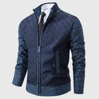 Gavin - Men's Geometric Quilted Fleece-Knit Jacket