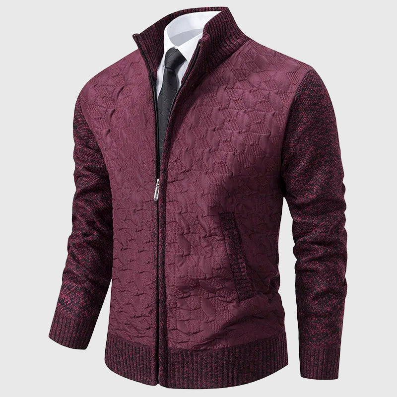 Gavin - Men's Geometric Quilted Fleece-Knit Jacket