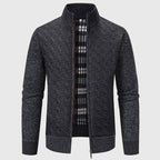 Gavin - Men's Geometric Quilted Fleece-Knit Jacket