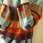 Gia - Women's Patchwork Knit Mock Neck Sweater