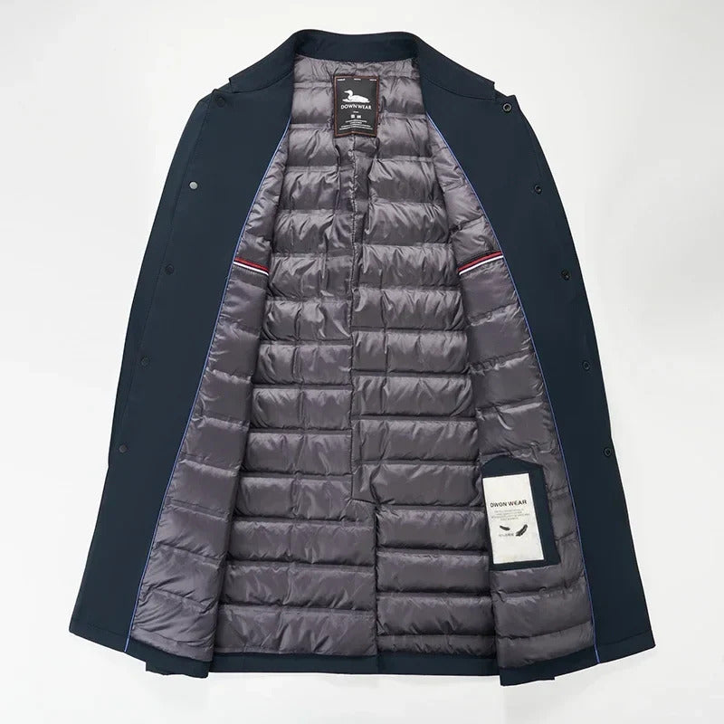 Gideon - Men's Water-Resistant Trench Coat with Down Lining