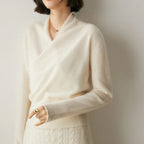 Giselle - Women's Cashmere Wrap V-Neck Pullover