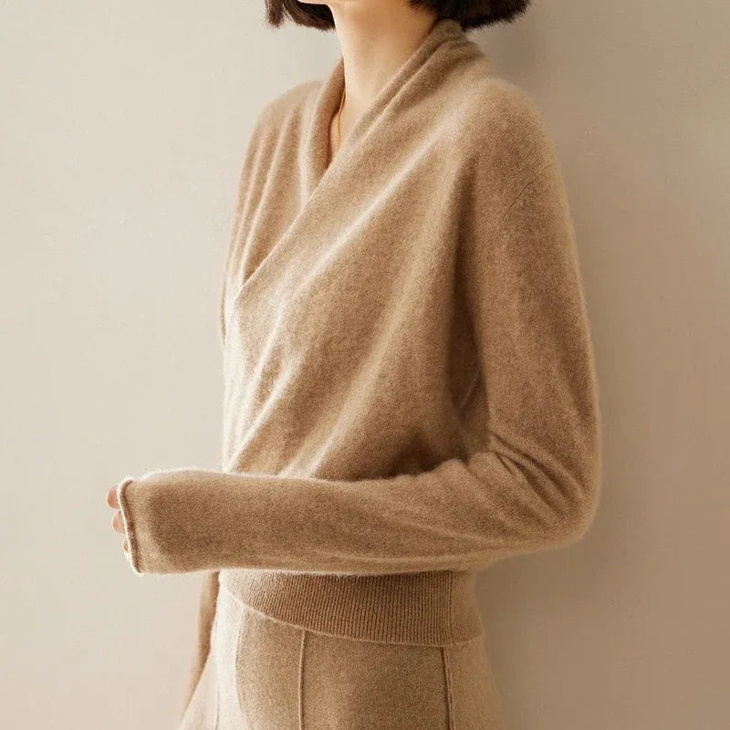 Giselle - Women's Cashmere Wrap V-Neck Pullover