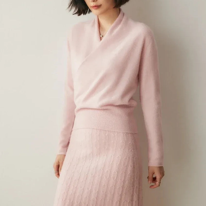 Giselle - Women's Cashmere Wrap V-Neck Pullover