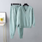 Grace - Women's V-Neck Sweater and Joggers Set