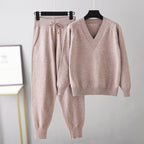 Grace - Women's V-Neck Sweater and Joggers Set