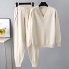 Grace - Women's V-Neck Sweater and Joggers Set
