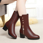 Gwendolyn - Women's Mid-Calf Block Heel Zip Boots
