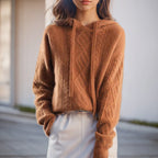 Harmony - Women's Cable Knit Hooded Sweater