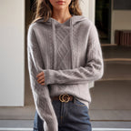 Harmony - Women's Cable Knit Hooded Sweater