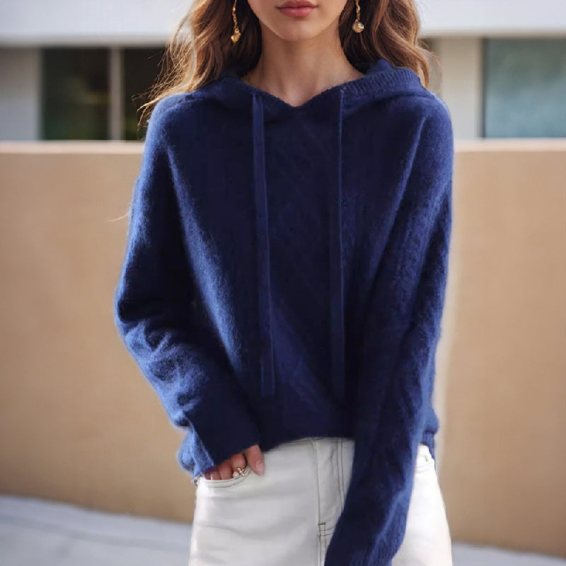 Harmony - Women's Cable Knit Hooded Sweater