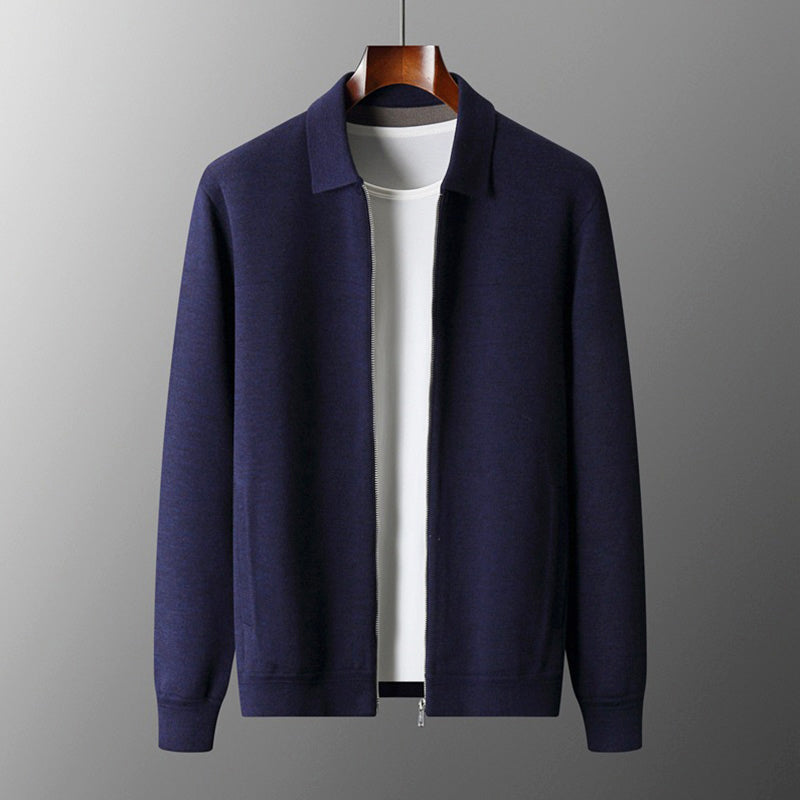 Henry - Men's Knit Collared Zip Cardigan