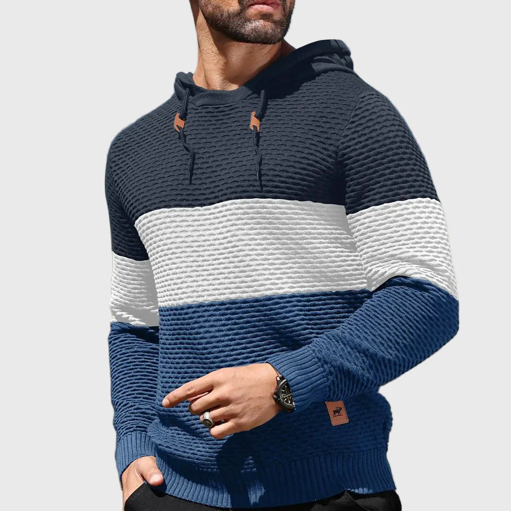 Hudson - Men's Colorblock Textured Knit Hoodie