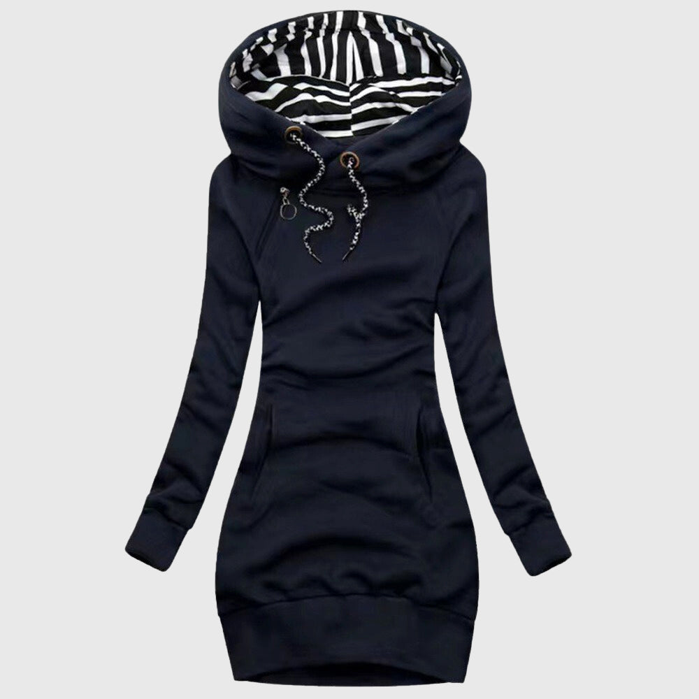 Isabella - Women's Striped Lined Hoodie Pullover