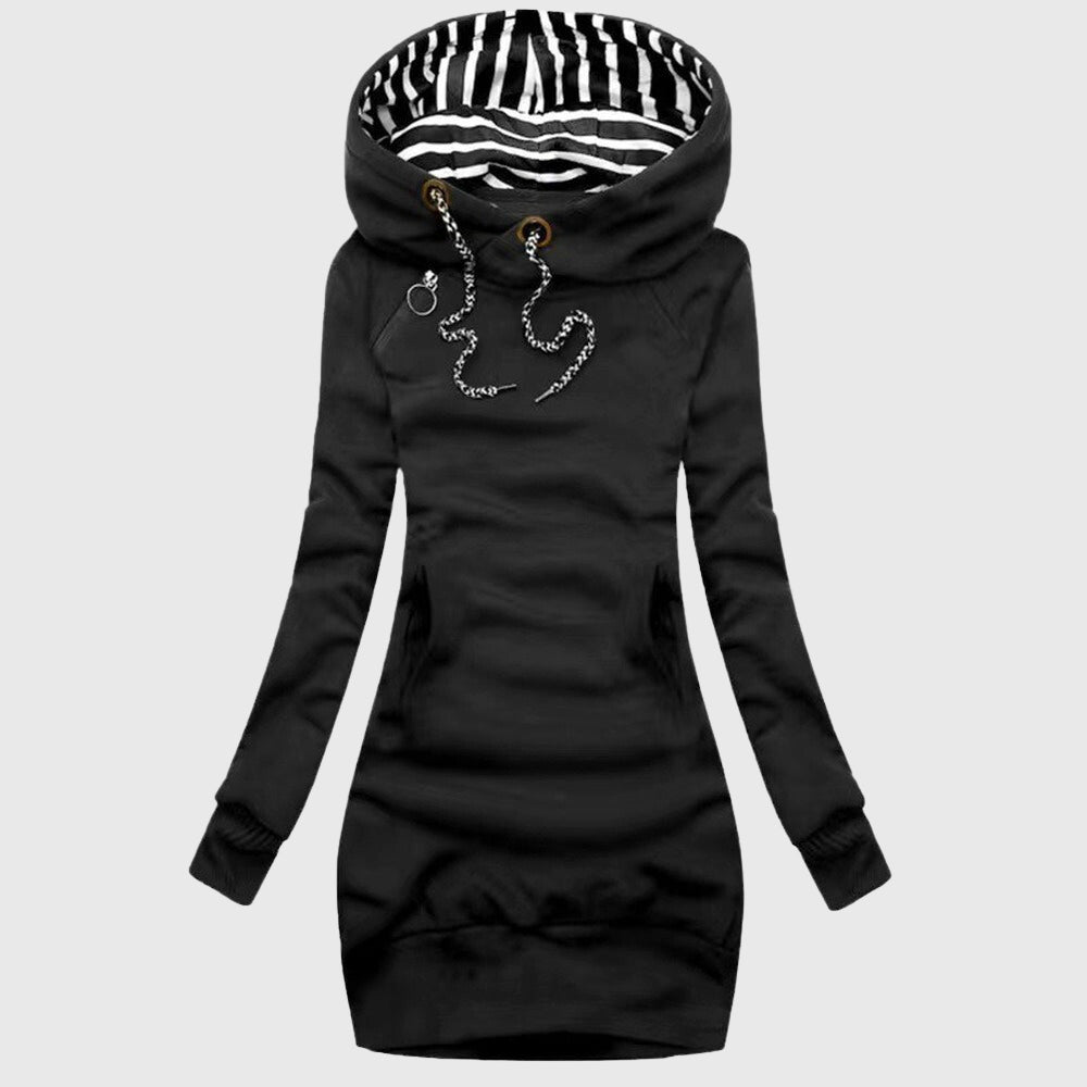 Isabella - Women's Striped Lined Hoodie Pullover