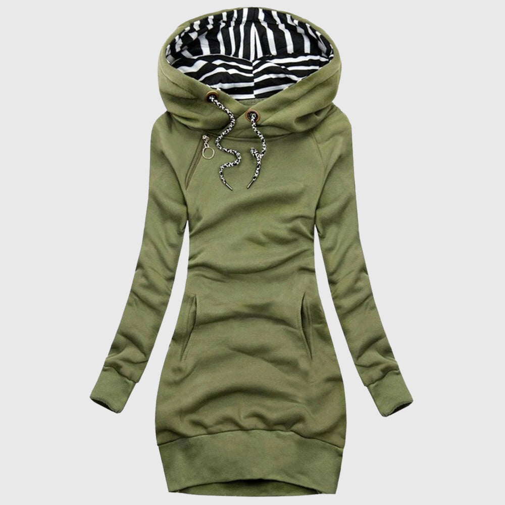 Isabella - Women's Striped Lined Hoodie Pullover