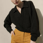 Itzel - Women's Long Sleeve V-Neck Collar Sweater