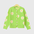 Jade - Women's Daisy Print Button-Up Knit Cardigan