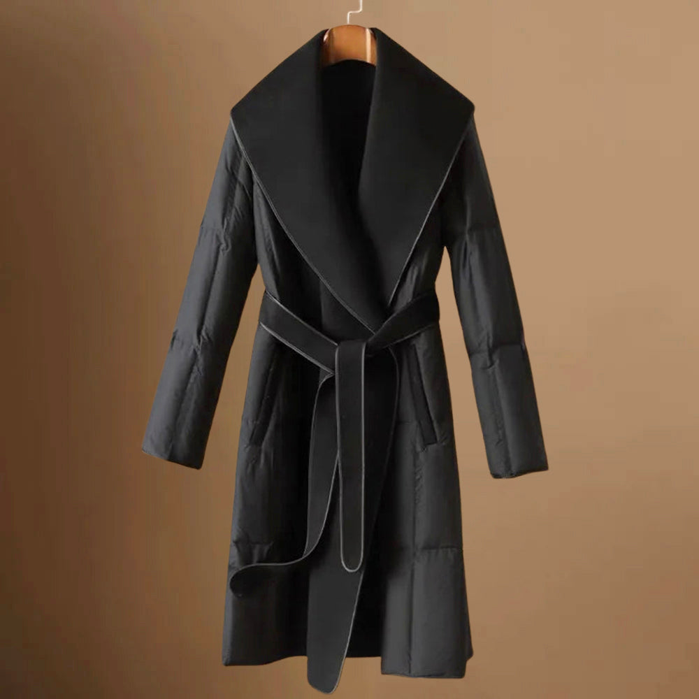 Jaimira - Women's Belted Shawl Collar Puffer Coat