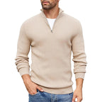 Julian - Men's Ribbed Quarter-Zip Knit Sweater