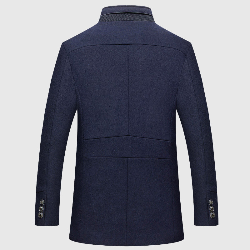 Kenji - Men's Stand Collar Business Wool Coat