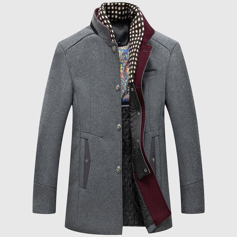 Kenji - Men's Stand Collar Business Wool Coat